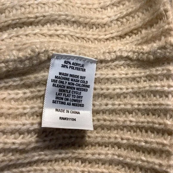 Biltmore Womens Small Oatmeal Ribbed Sweater Pullover Crewneck Retro Cozy Knit - Picture 7 of 7